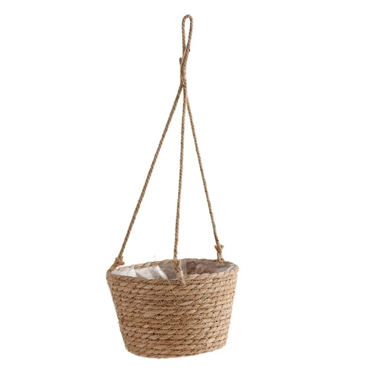 Garden Hanging Planter Macrame Plant Storage Basket Jute Rope Woven Indoor Outdoor Flower Pot Holder Primary Color M