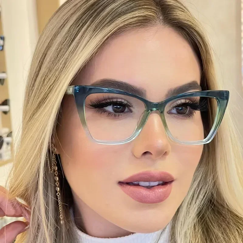 

TR90 Cat Eye Women Glasses Frame Fashion Clear Anti-blue Light Eyewear Retro Spring Hinge Men Plastic Titanium Optical