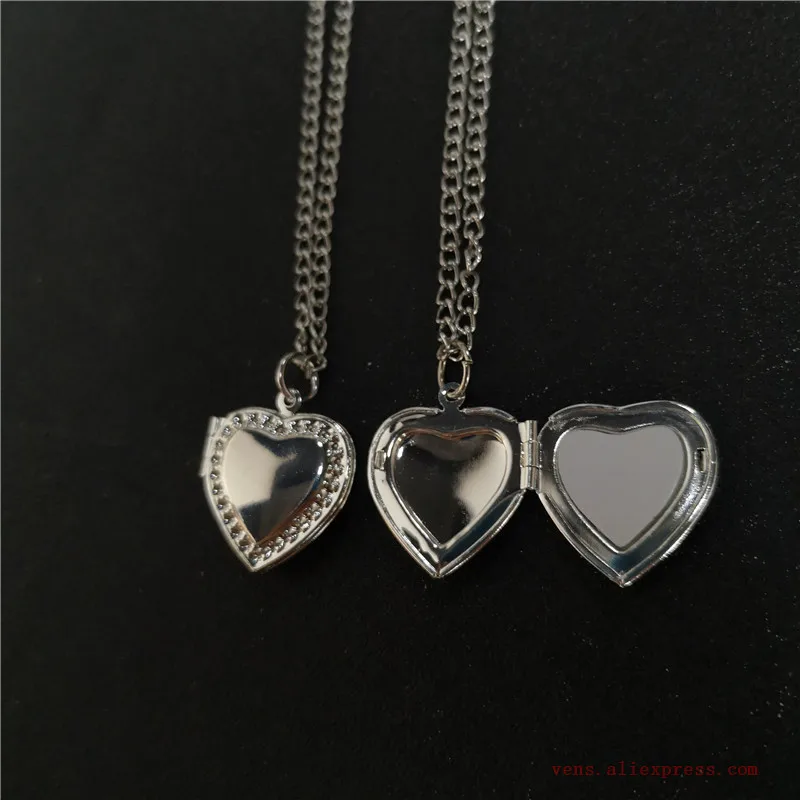 

sublimation blank mini heart locket photo necklaces pendants fashion jewelry for Valentine's Day 20pcs/lot