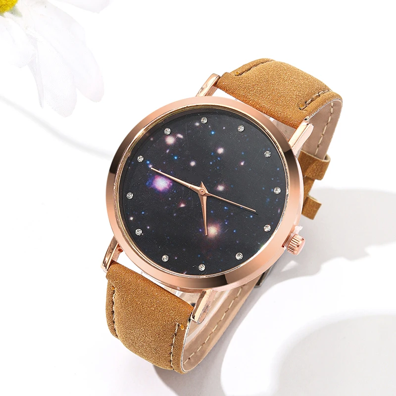 Часы наручные женские кварцевые с круглым циферблатом, 5 шт.