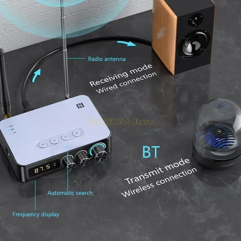 محول الصوت F62C Pluetooth COMPATICAL V5.1 Wireless Reviever Advter مع راديو FM Antanna Remote Contol