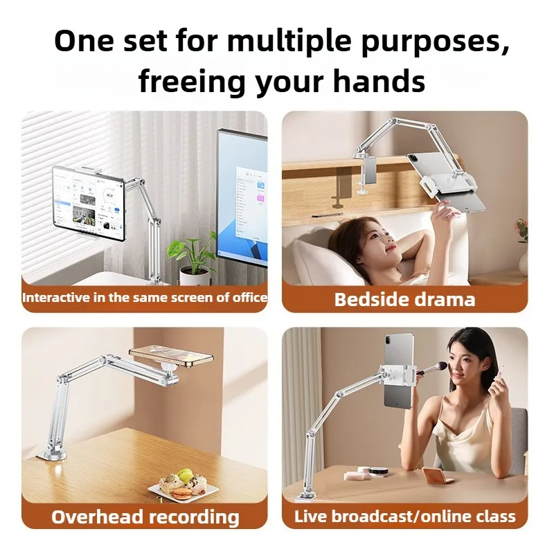 Magnetic Tablet Stand Holder for Desk, Adjustable Tablet Stand with Clamp Mount, 360° Rotation Aluminum Tablet Stand Compatible