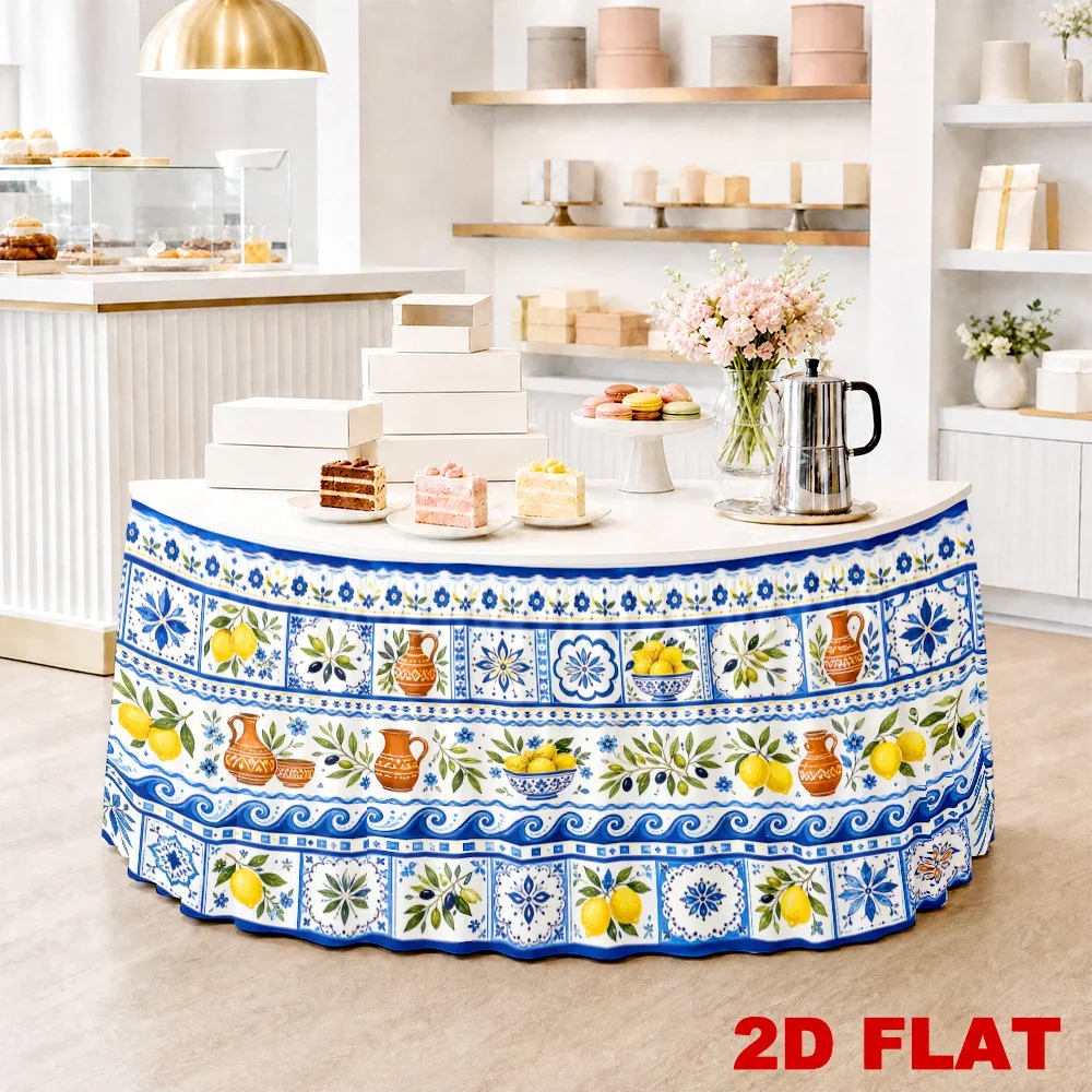 One-piece Mediterranean floral pottery tablecloth, suitable for back-to-school season, weddings, and parties