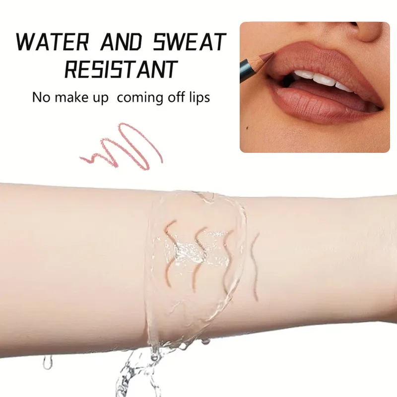 Delineador de labios de terciopelo mate resistente al agua, 12 colores, tinte de contorno rojo, lápiz labial de larga duración, taza antiadherente, maquillaje de labios hidratante