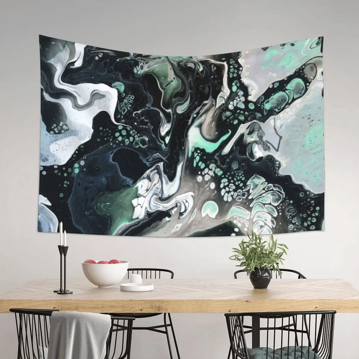 

Hint of Mint (Marbled Abstract Pour) Tapestry Decoration Pictures Room Wall Wall Decoration Items Outdoor Decoration Tapestry