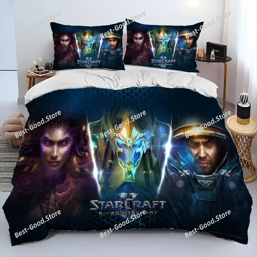 StarCraft Game Gamer PC Cartoon Comforter Bedding Set,Duvet Cover Bed Set Quilt Cover Pillowcase,King Queen Size Bedding Set Kid
