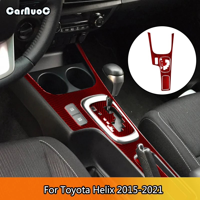 

Center Console Automatic Gearbox Carbon Fiber Interior Red Stickers For Toyota Hilux 2015 2016 2017 2018 2019 2020 2021