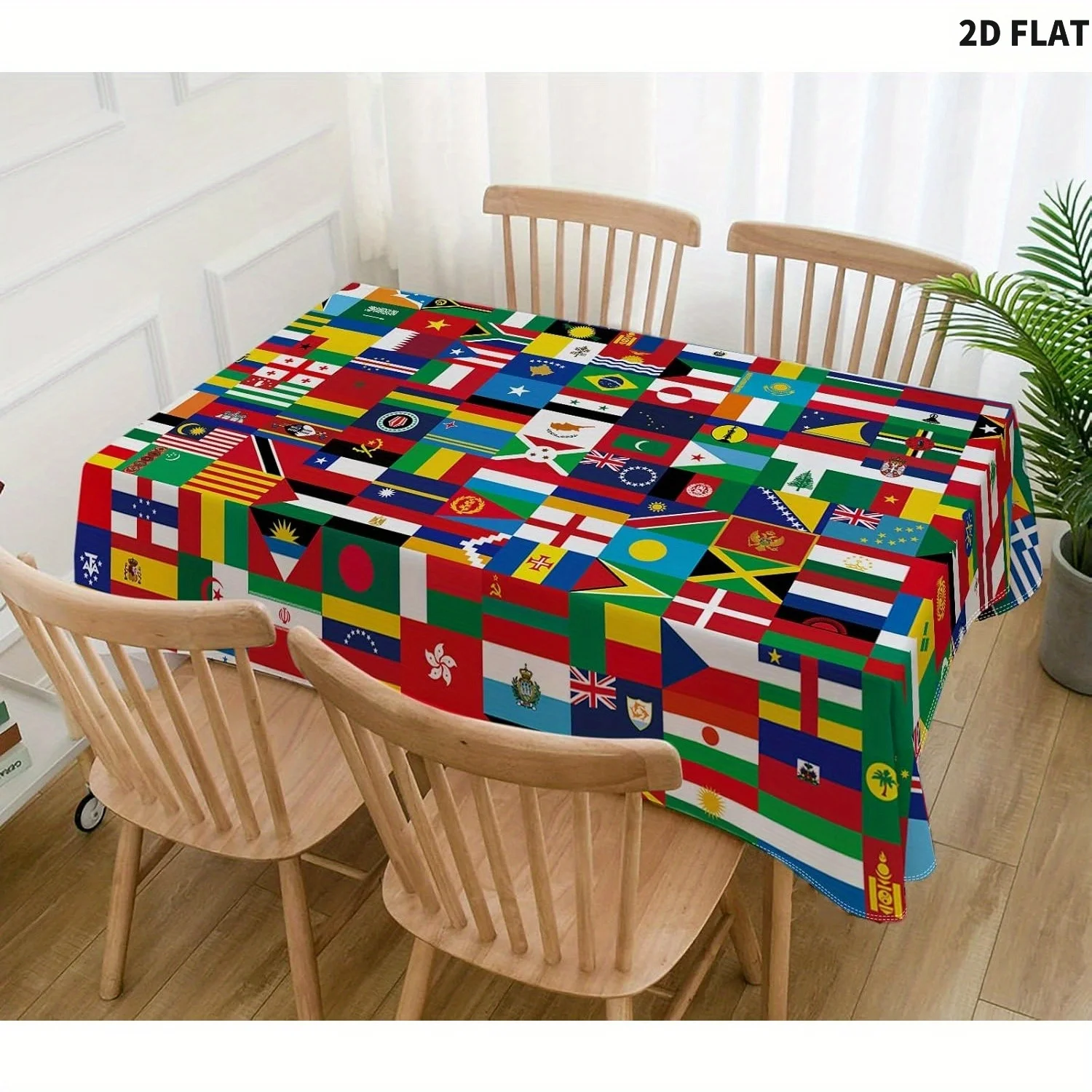 

1pc 2D FLAT International Flags Tablecloth/Tablecovers for Around The World Themed Birthday Party Supply Hispanic Heritage Month