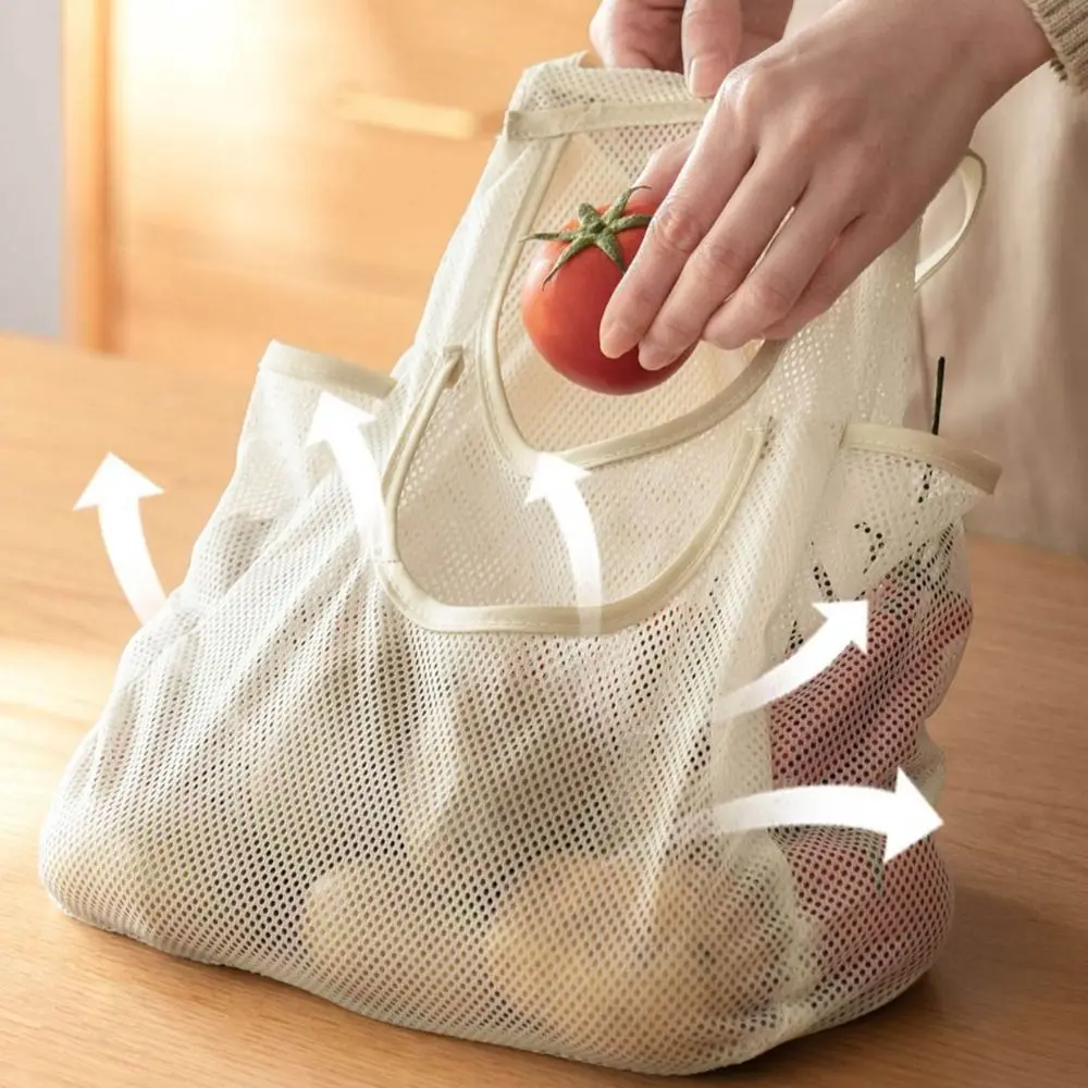 Reusable Hanging Mesh Bag with Zipper Large Capacity Vegetable Fruit Storage Net Bag Breathable Garbage Bag Storage Bag Garlic