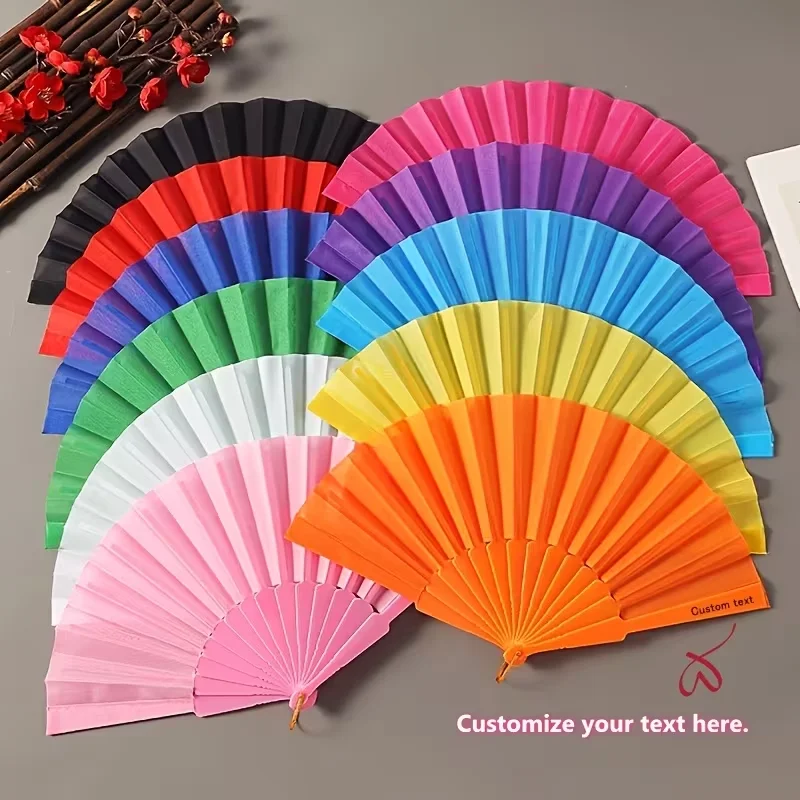Customizable Colored Folding Fans/Multi-Color Options Lightweight Folding Fans/Wedding/Party Favors/Shooting Props Flat Fans 7inch Craft Folding Fans with Thickened Ribs Flat Fans Dance Fans Spanish Export Fans Plain Fans