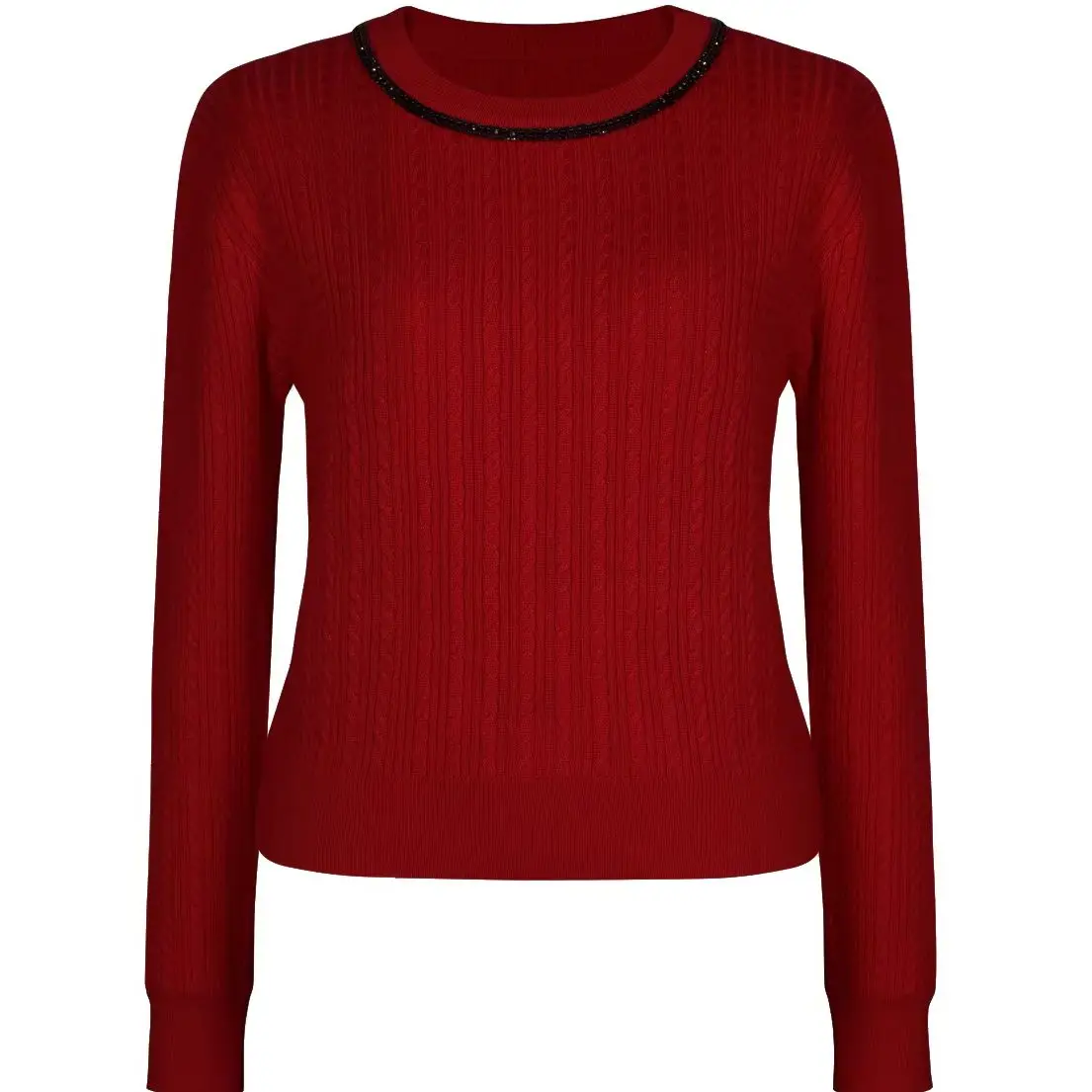 Spring And Autumn New High Quality Fashion Classic Commuter Versatile Blended Heavy Duty Nail Drill Knitted Women's Sweater