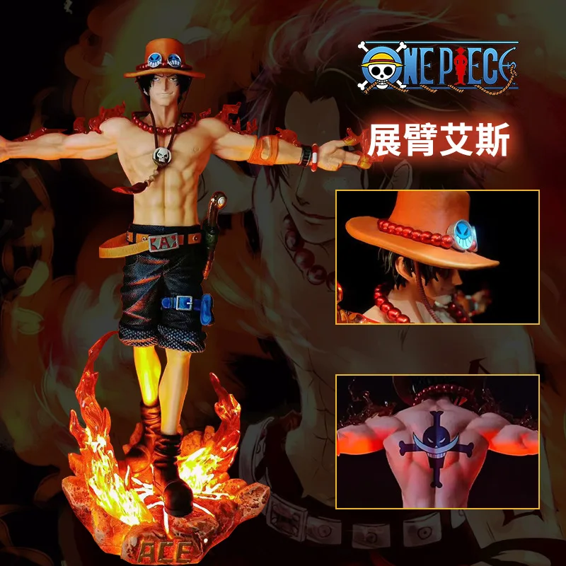 One Piece Show Arm Cross Ace Handmade Anime Model Case Toy Decoration