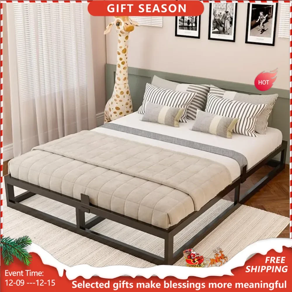 10Inch Full Size Bed Frame with Steel Slat Support, Metal Platform Bed Frame Support Mattress Foundation,/Easy Assembly