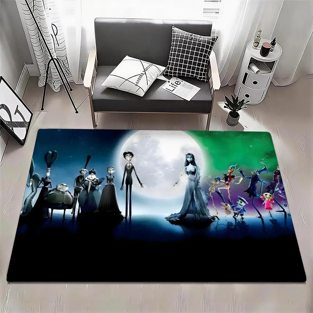 C-Corpse Bride Cartoon Floor Mat Eco - Flannel Doormat Non-Slip Odorless Indoor Floor Rug Soft Short Plush Home Mat