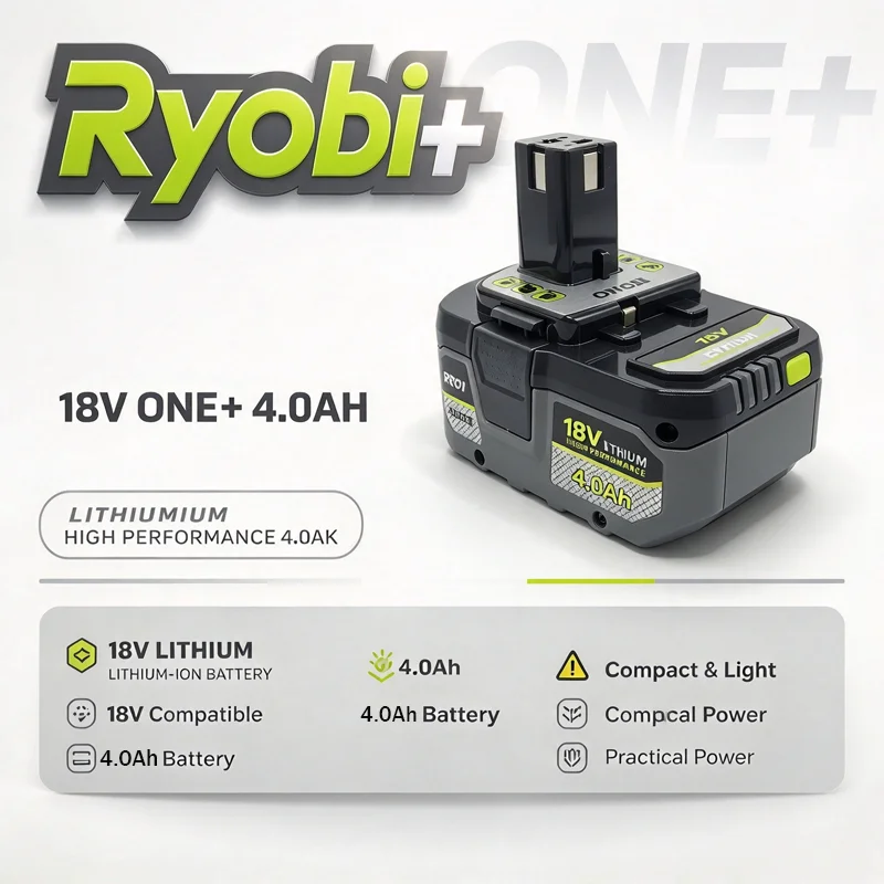 Genuine Ryobi ONE+ 18V 4.0Ah Lithium Battery Compatible P109 P113 P114 For Continuous Power Supply Small lawn Mower in Courtyard
