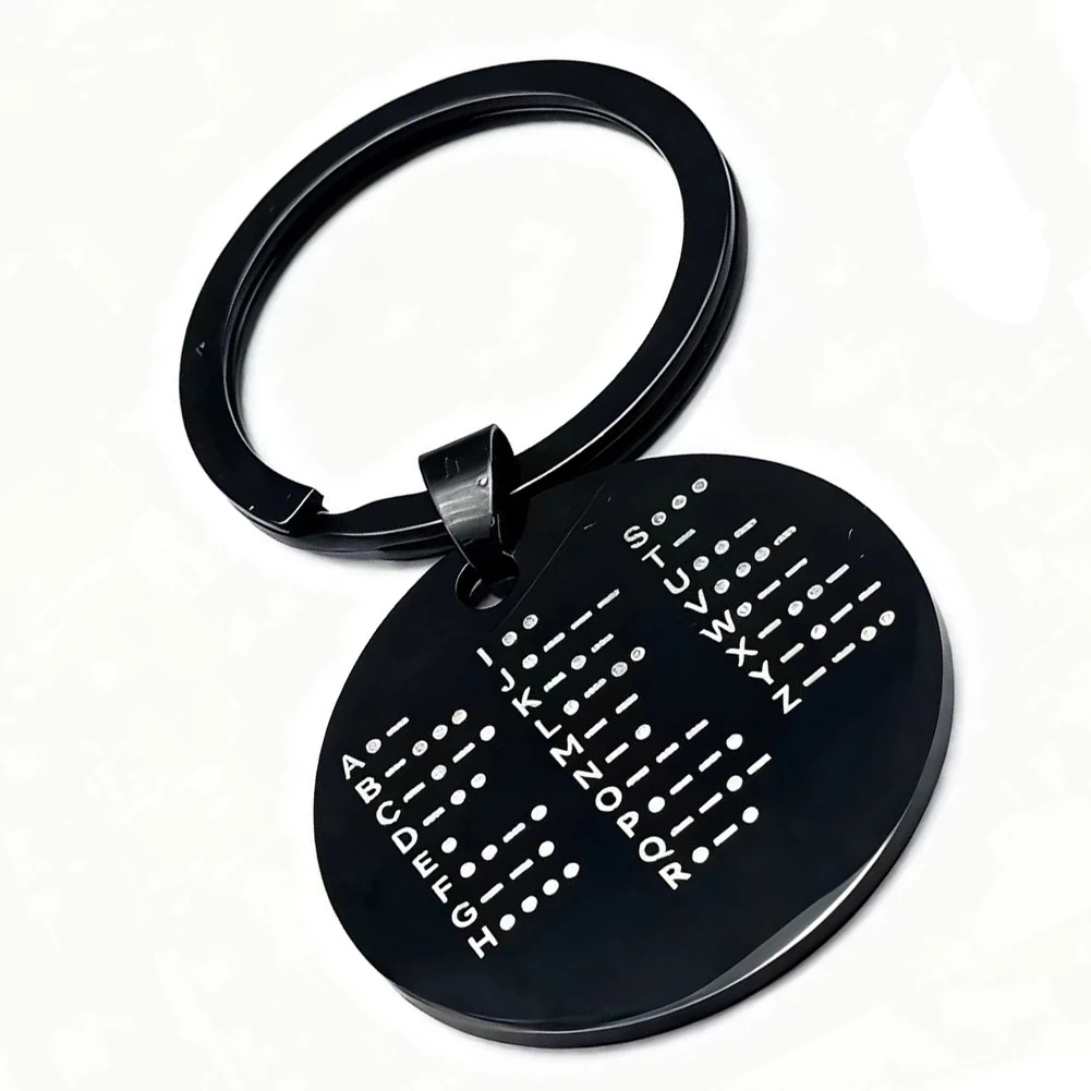 Radio Keychain Token CW Training Coin For Keychain Display Black-R Engraved Code Markings Stainless Steel Engraved
