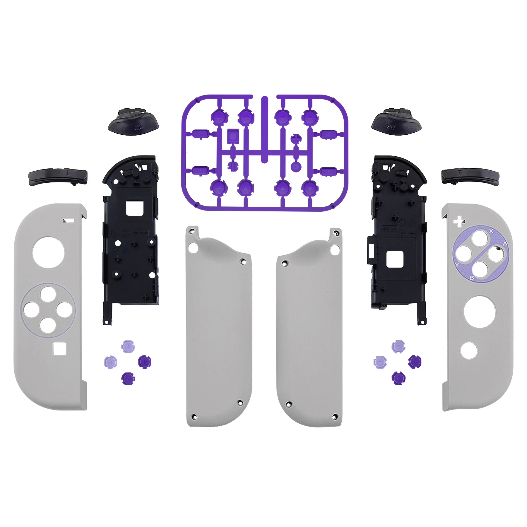 eXtremeRate Housing Shell Case With Full Set Buttons for NS Switch JoyCon & OLED - Classics SNES Style