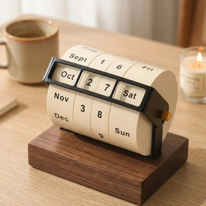 Rotating Perpetual Calendar Large Luxury Desktop Decor Motivational Study Desk Accessory For Students Home Office Birthday Gift
