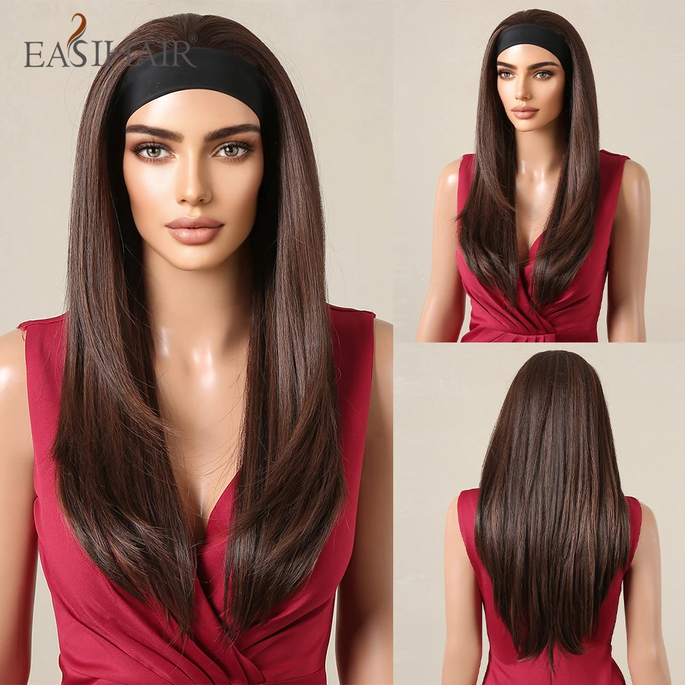 Women's Natural Wavy Brown Highlight Headband Wig