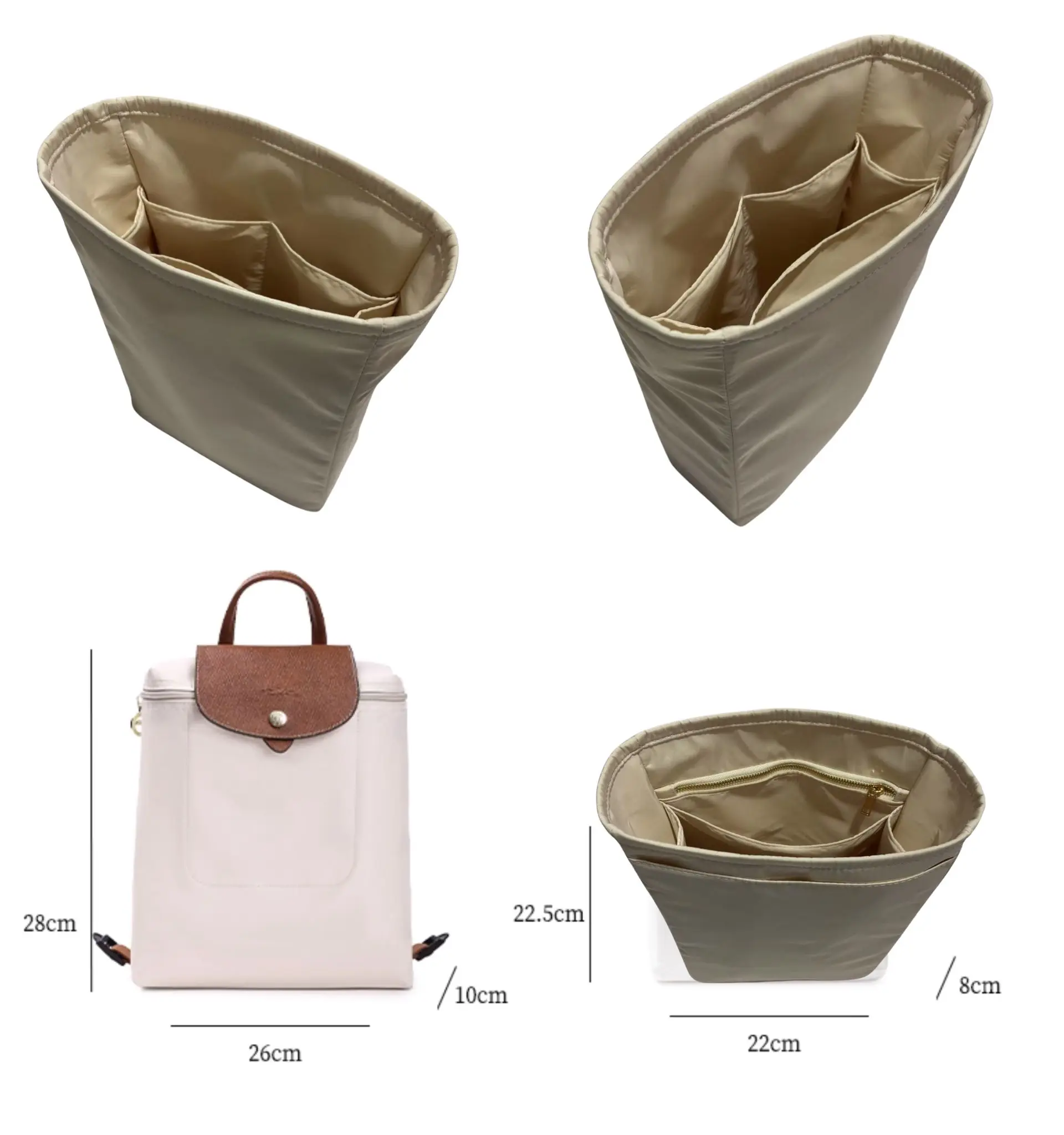pgraded Backpack Purse Organizer for Long Champ le pliage and More Insert Waterproof Nylon Inner Liner Bag Comestic Pocktet