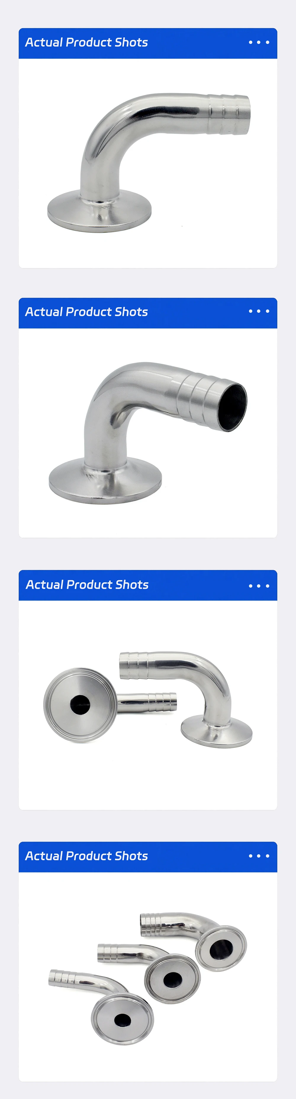 Sanitär 90 ° Tri-Clamp Schlauchanschluss-Winkelstück aus 304 Edelstahl, 12,7/14/16/19/25/32/38/51-108mm Schlauchanschluss X Tri-Clamp Rohrfitting – Detail 4