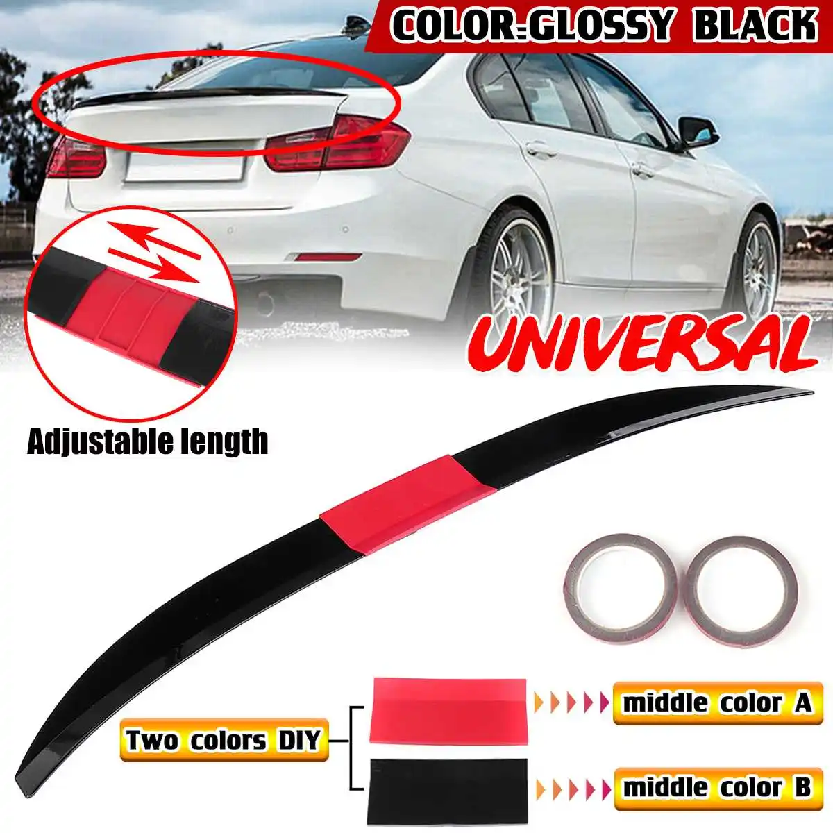 

Universal Adjustable Car Rear Spoiler Wing Trunk Lip For Subaru WRX STI Impreza BRZ For Infiniti Q50 Rear Trunk Boot Lip Spoiler