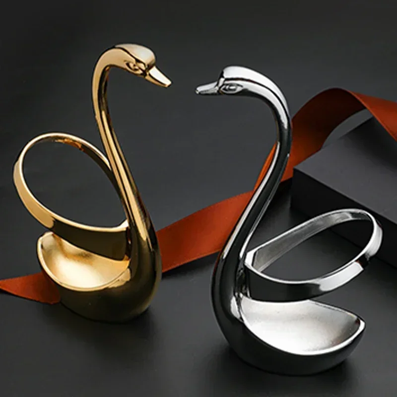 Swan Shaped Cutlery Rack, Spoon Fork, Chopstick, Stainless Steel Base, Elegant Home Cutlery Rack Decoration and Kitchen Tools