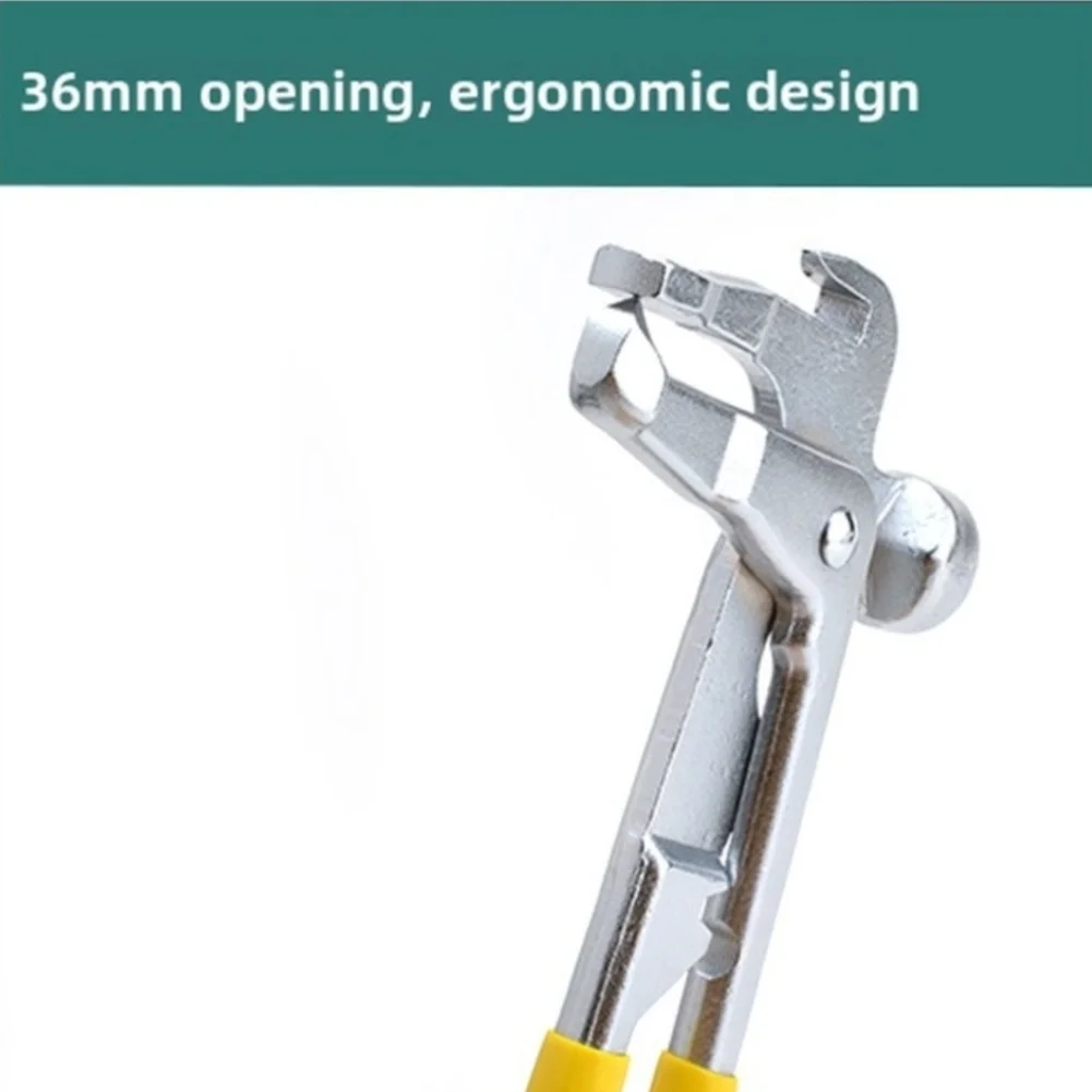 Alloy Steel Rim Balancing Pliers with 36mm Opening for Wheel Weight Tasks Soft Rubber Handles Hammer Integration