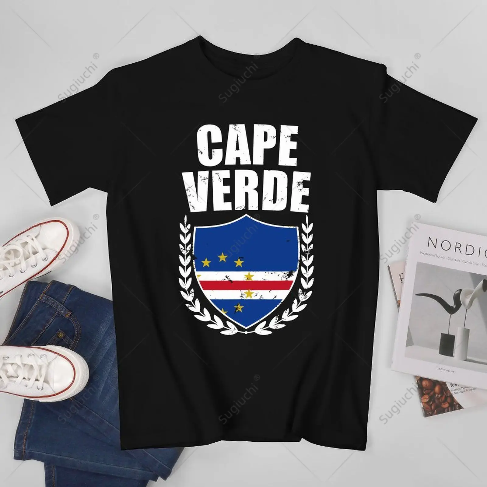 Unisex Men Cape Verde Shield Tshirt Tees T Shirts Women Boys 100% Cotton T-Shirt