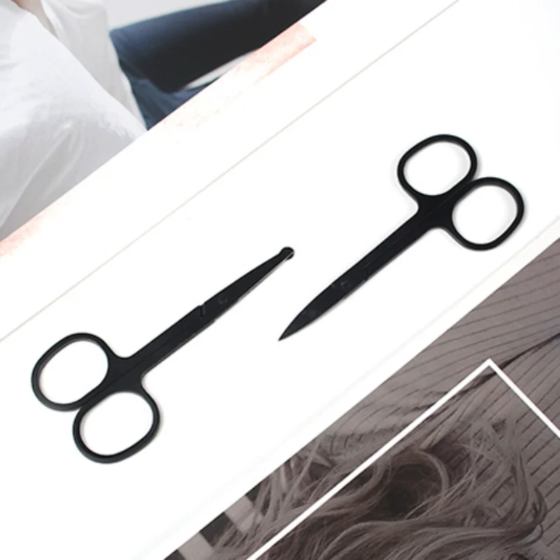 Tesoura de cabelo do nariz leve aço inoxidável apontou cabeça redonda aparador de beleza aparador de pêlos do nariz ergonomia cortador de cabelo do nariz