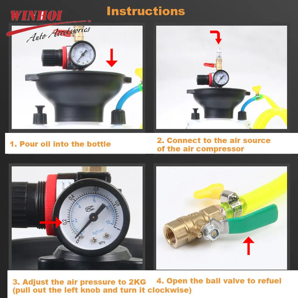 5L High Capacity Pneumatic Car Gear Oil Injector Car Gearbox Syringe Wave Wave Box Oil Brake Fluid Injector Replacement Tools