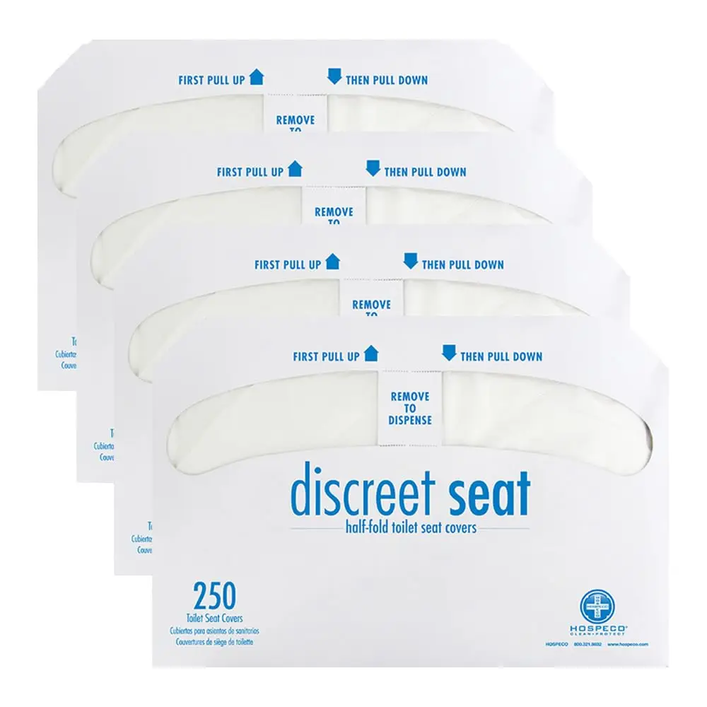 

1000 Half-Fold Toilet Seat Covers - Disposable, Flushable, Eco-Friendly, 16.75 x 14.25 Inches, White