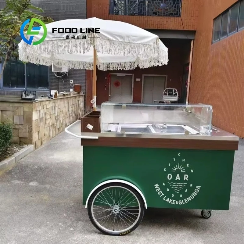 Customized Color & Equipment Customizable Hand Push Cart with Custom Stickers for Commercial Outdoor Street Fair Event Use