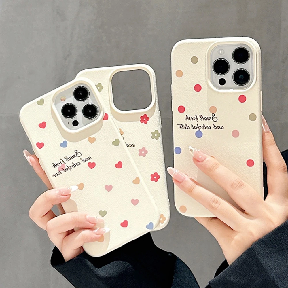 Love Heart PU Leather Phone Cases For iPhone 15 Pro Case iPhone 12 13 14 16 Pro Max 11 14 15 Plus i15 Fundas Soft Silicone Cover