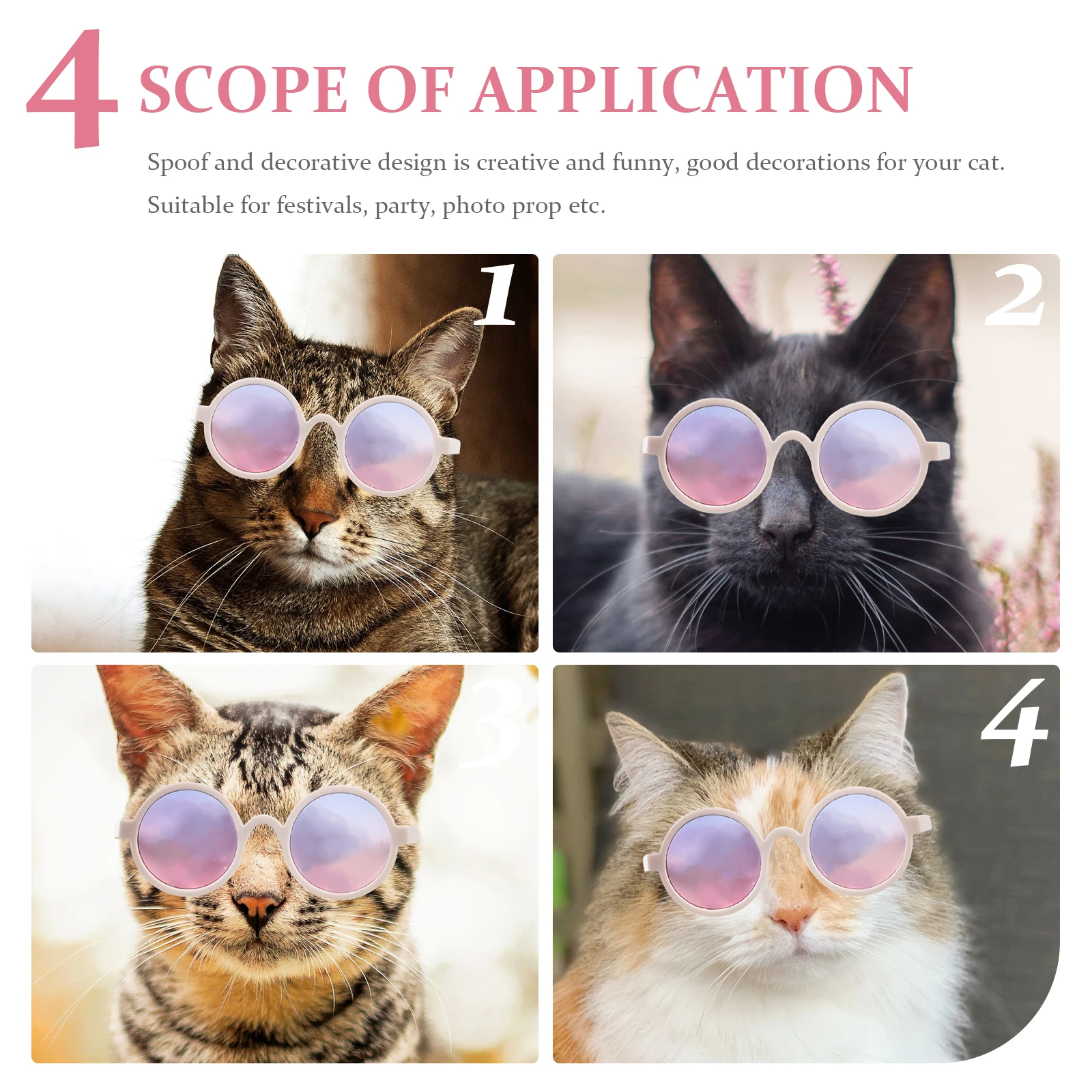 

2Pcs Cosplay Pet Glasses Cool Plastic Dog Cat Party Decoration Small Dog Sunglasses Decorative Cat Glasses