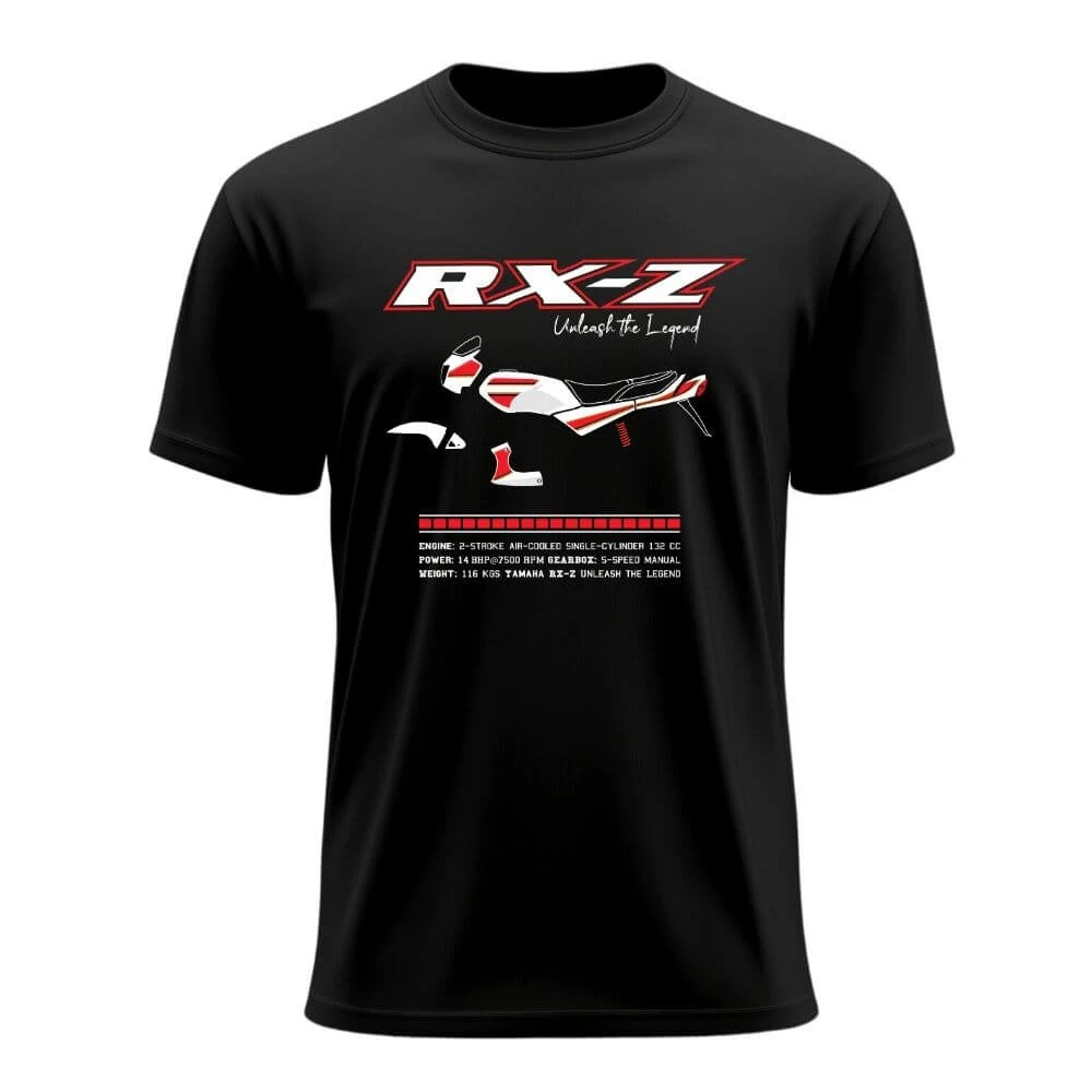 Hot 2026 RXZ  Vintage Motorcycle Racing Graphic Tee 100% Cotton Round Neck Casual Regular Fit Unisex T-shirt  Summer Top