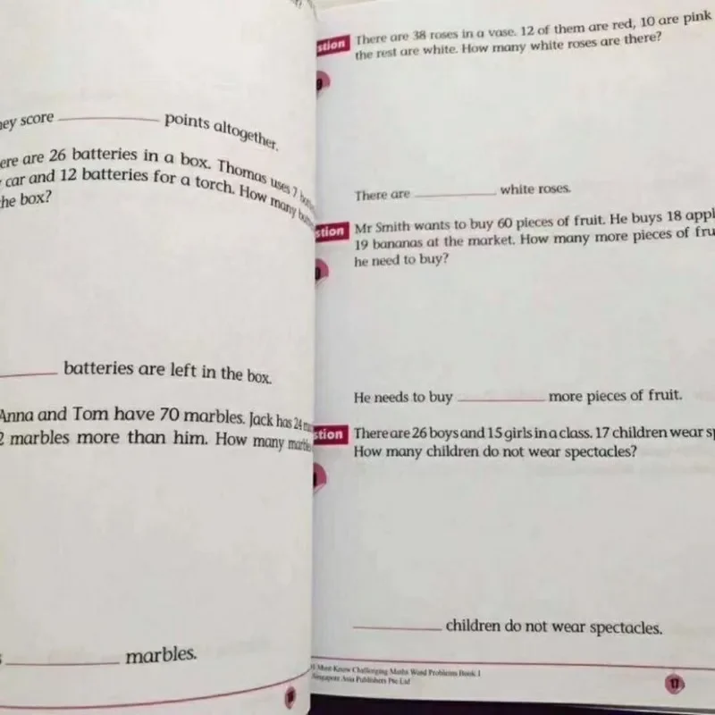 6 Books/Set 101 Challenging Maths Word Problems Books Singapore Primary School Grade 1-6 Math Practice Early Education Book