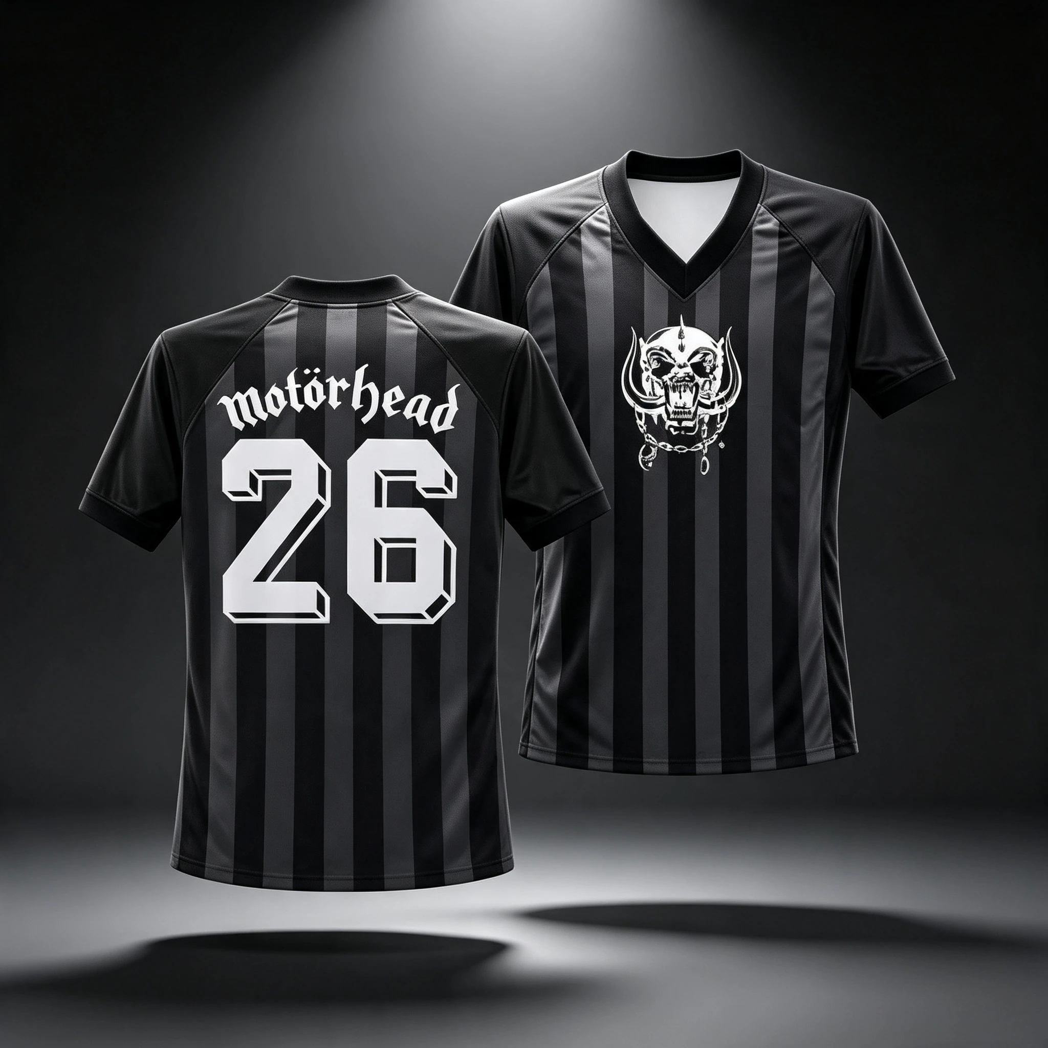 2026 Neues Motorhead Warpig Gestreiftes Fußballtrikot Doppelseitig Bedruckt Nummer 26 Heavy-Metal-Band Fan-Fußballshirt Familienkleidung – Detail 2