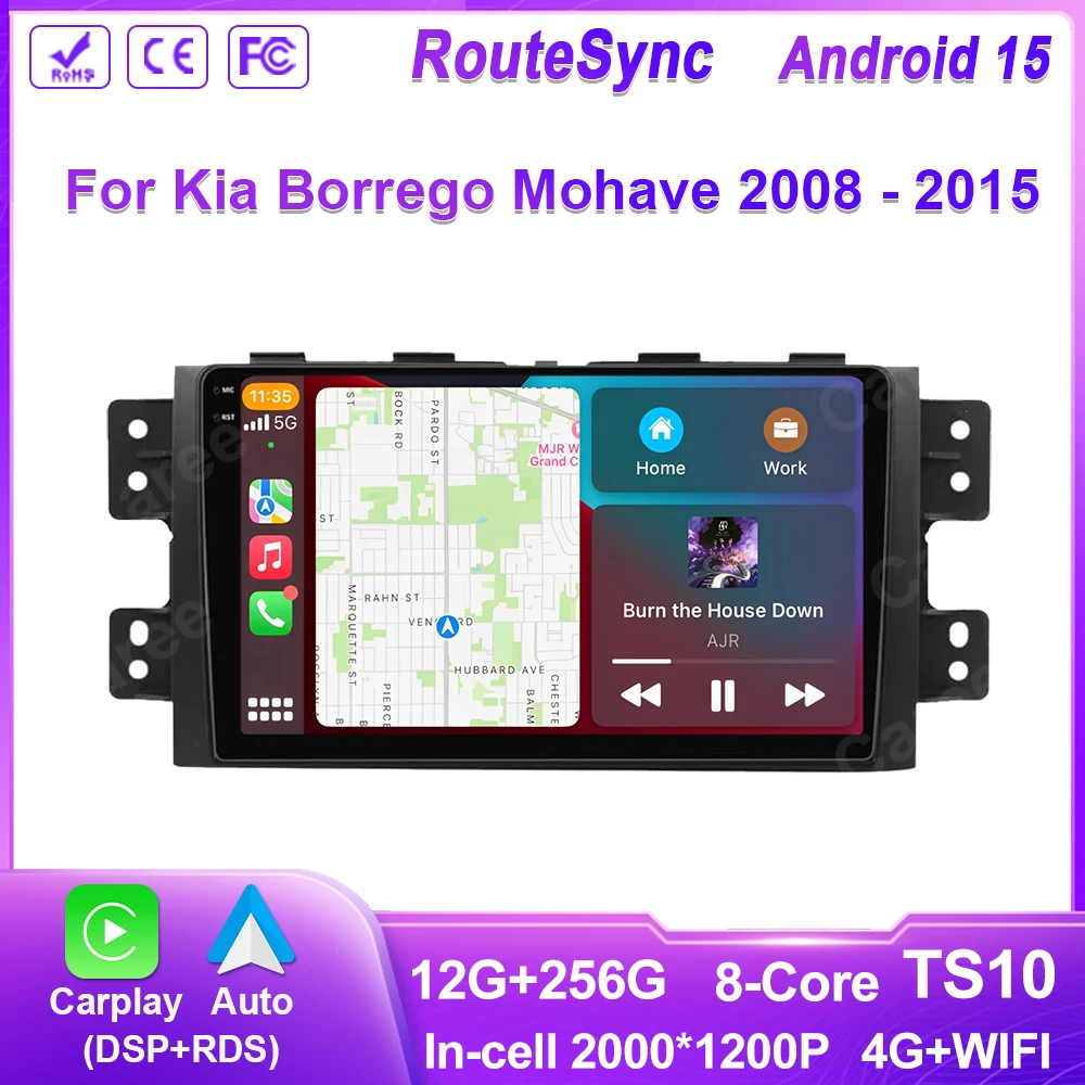 Car Radio Android Carplay For Kia Borrego Mohave 2008 2009 - 2015 Navigation GPS Multimedia Player stereo WiF+4G 360Camera BT