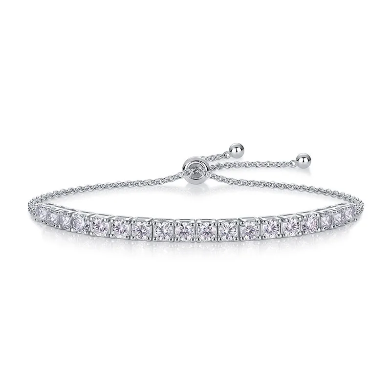 Light‑Luxury Minimalist Moissanite Sterling Silver Bracelet Versatile Stylish Ladies Daily Wear Wrist Jewelry