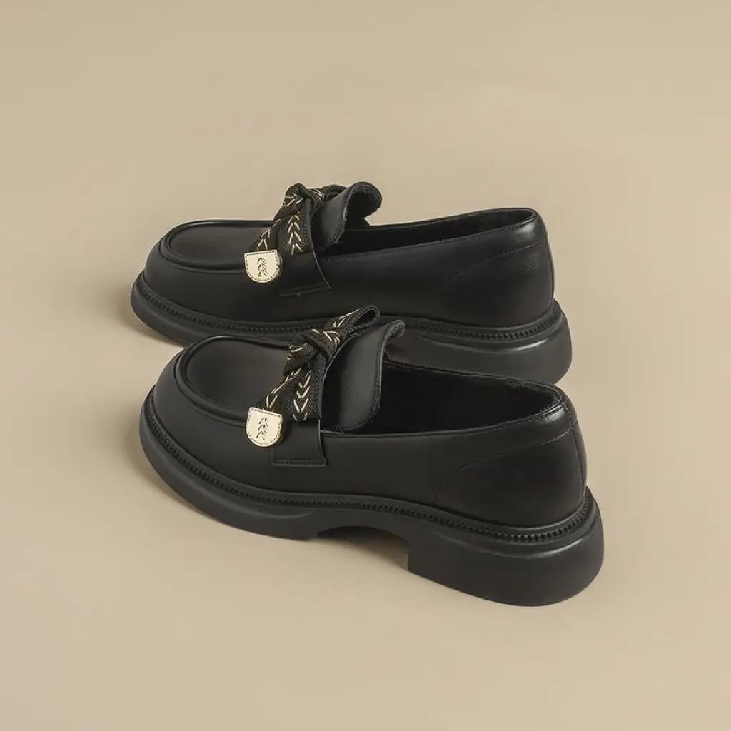 

Women Loafers Versatile Footwear for Spring and Summer British Style Super Soft Leather Thick Sole Comfortable Walking Shoes