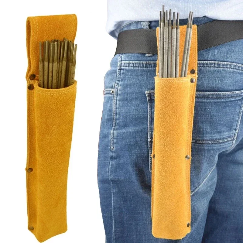 Imagem -05 - Bolsa de Haste de Solda de Cinto Haste de Solda Resistente ao Desgaste Suporte de Eletrodo Couro de Couro Bolsa de Armazenamento Macio Retardador de Chamas