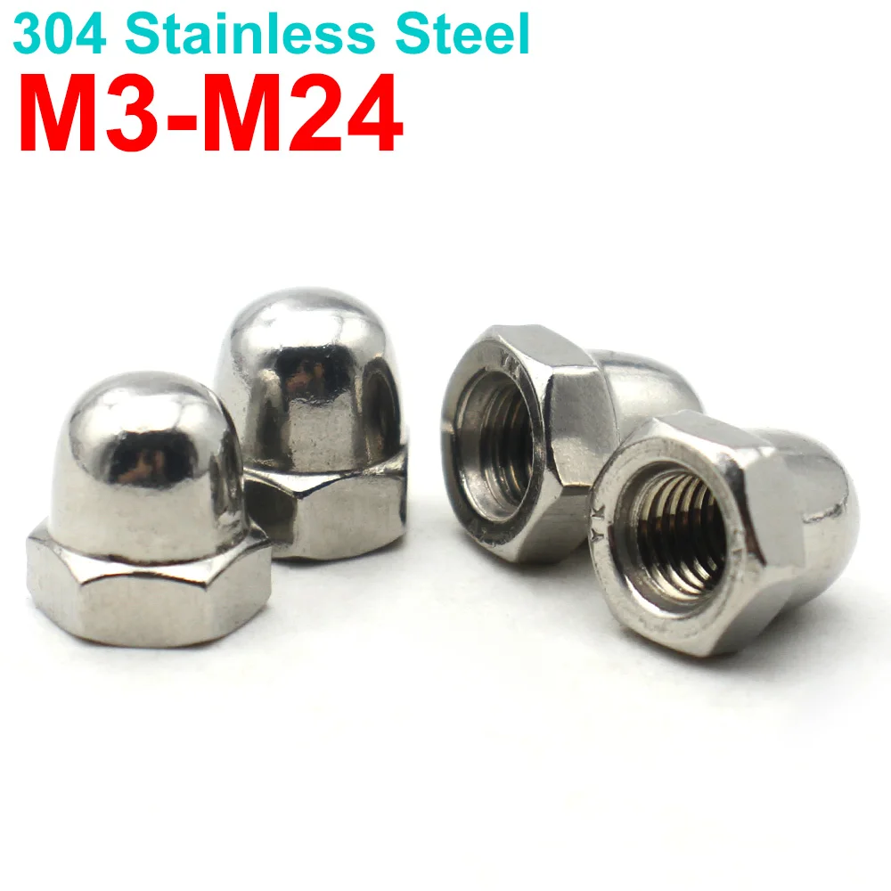 

304 Stainless Steel Acorn Cap Nuts Dome Head Decorative Hex Nut for Bolts Furniture M3 M4 M5 M6 M8 M10 M12 M14 M16 M18 M20-M24