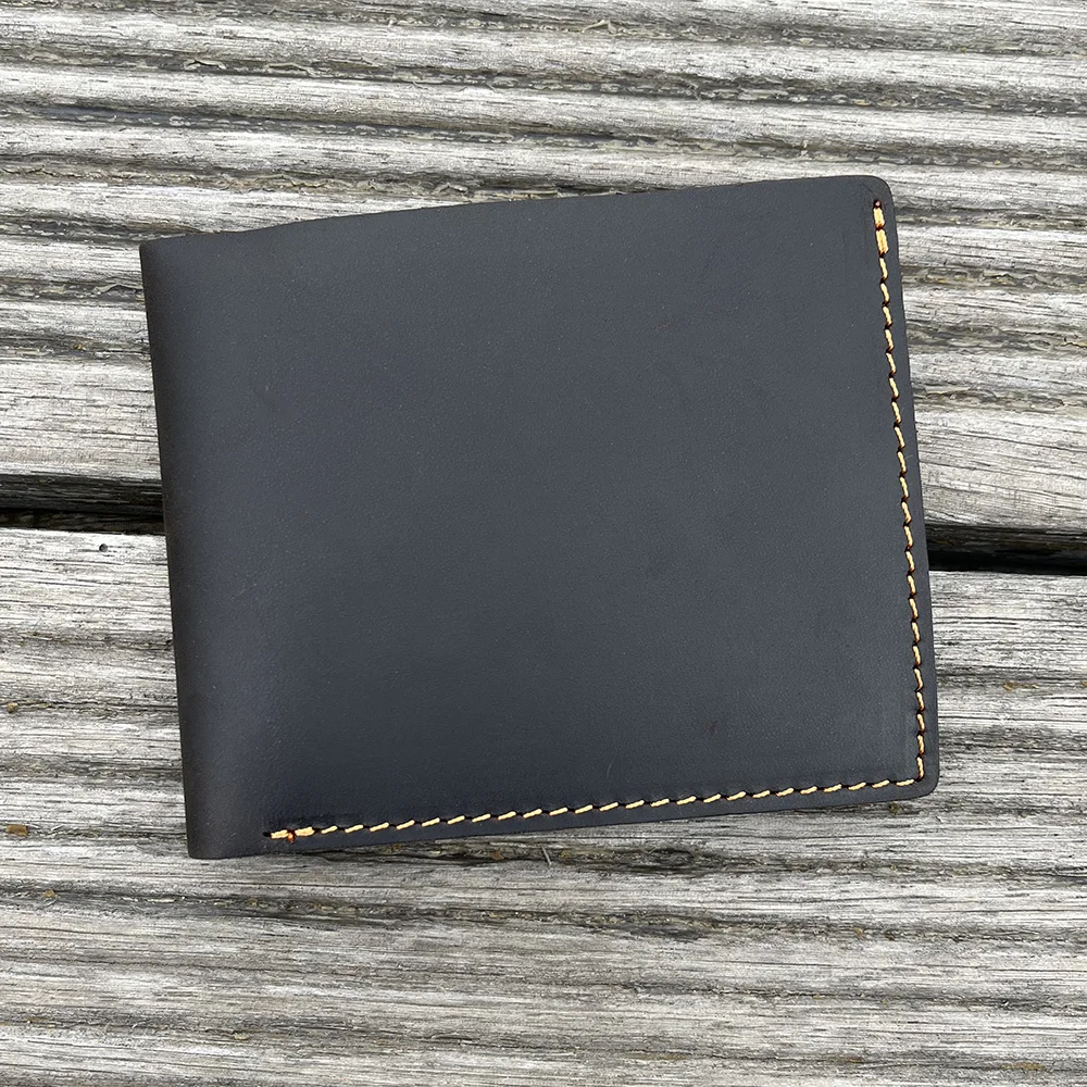 100% Cowhide Leather Mens Wallet Thin Men's Billfold Wallet for Men Card Photo Mens Designer Wallets