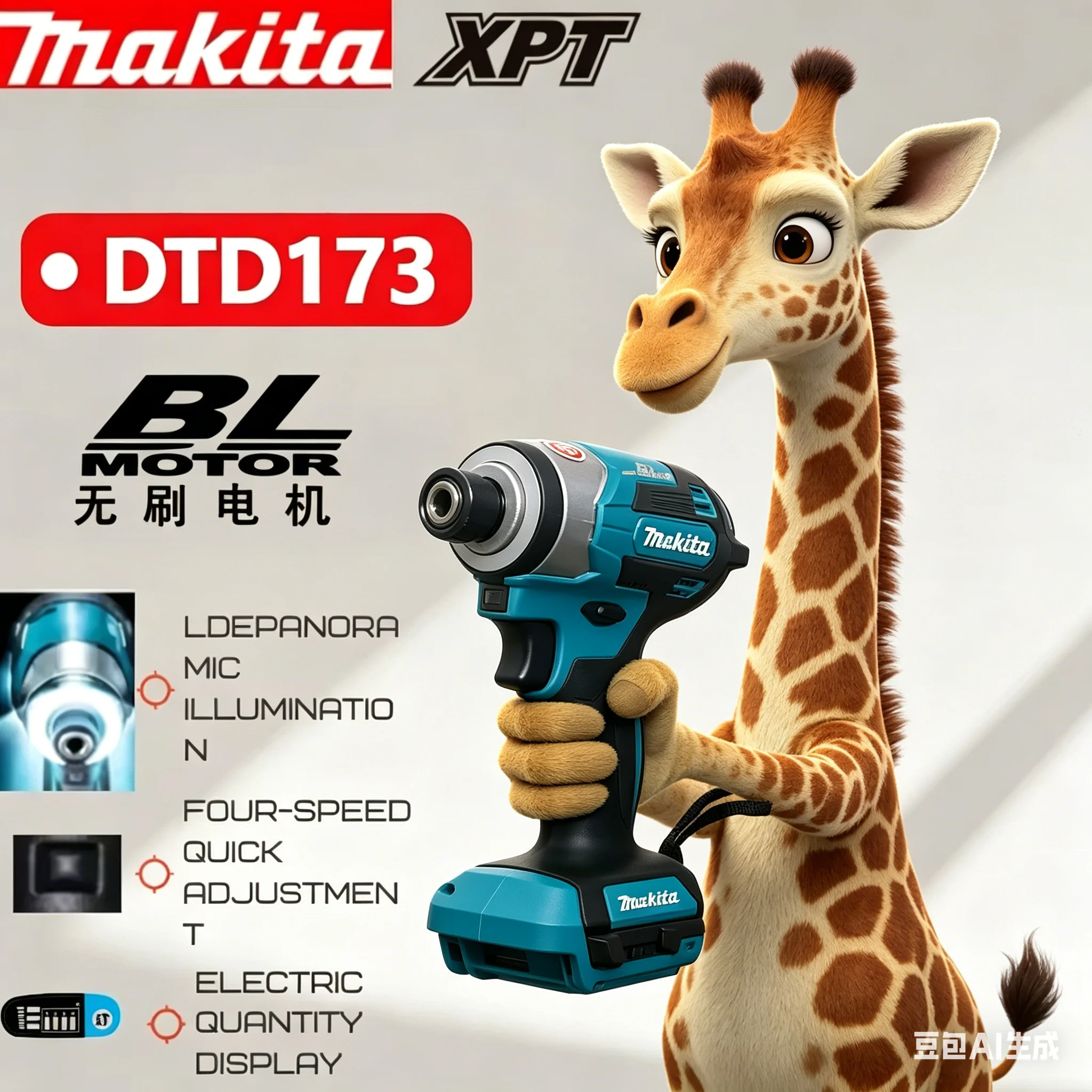 

Makita Battery 18V DTD173 180Nm Brushless Impact Driver 1800rpm Electric Screwdriver Drill Tool