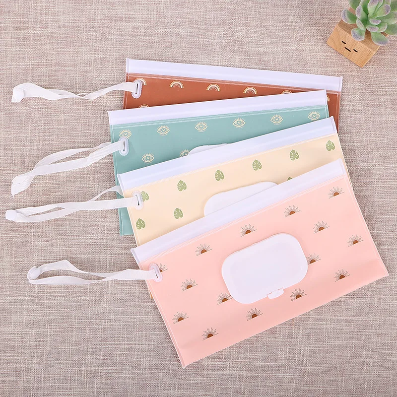 Baby Wipes Dispenser Portable Wipes Bag Refillable Wipes Holder for Boho Baby Wet Wipe Pouches Reusable Tissue Case