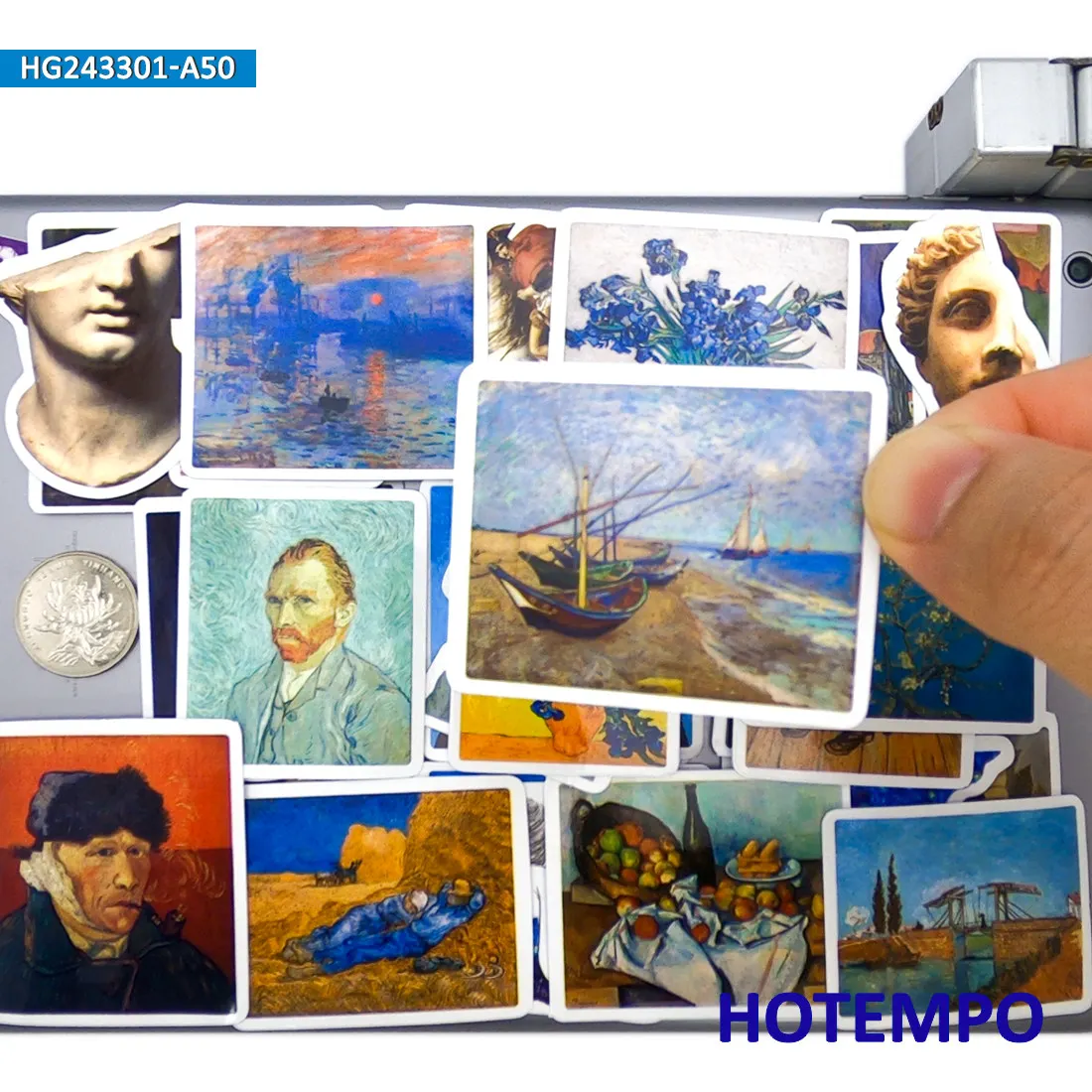 Adesivi in stile pittura ad olio, Arte retrò, Van Gogh Pattern, per laptop, album, bagagli, bicchieri, tazze, biciclette, auto, moto, skateboard, caschi, chitarre, diari, Adesivi per telefono, 20/30/50 Pezzi