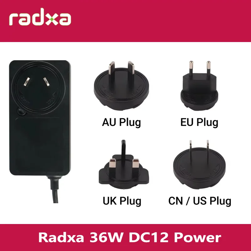 

Radxa 36W DC12 Power, Support US/UK/EU/AU Adapters