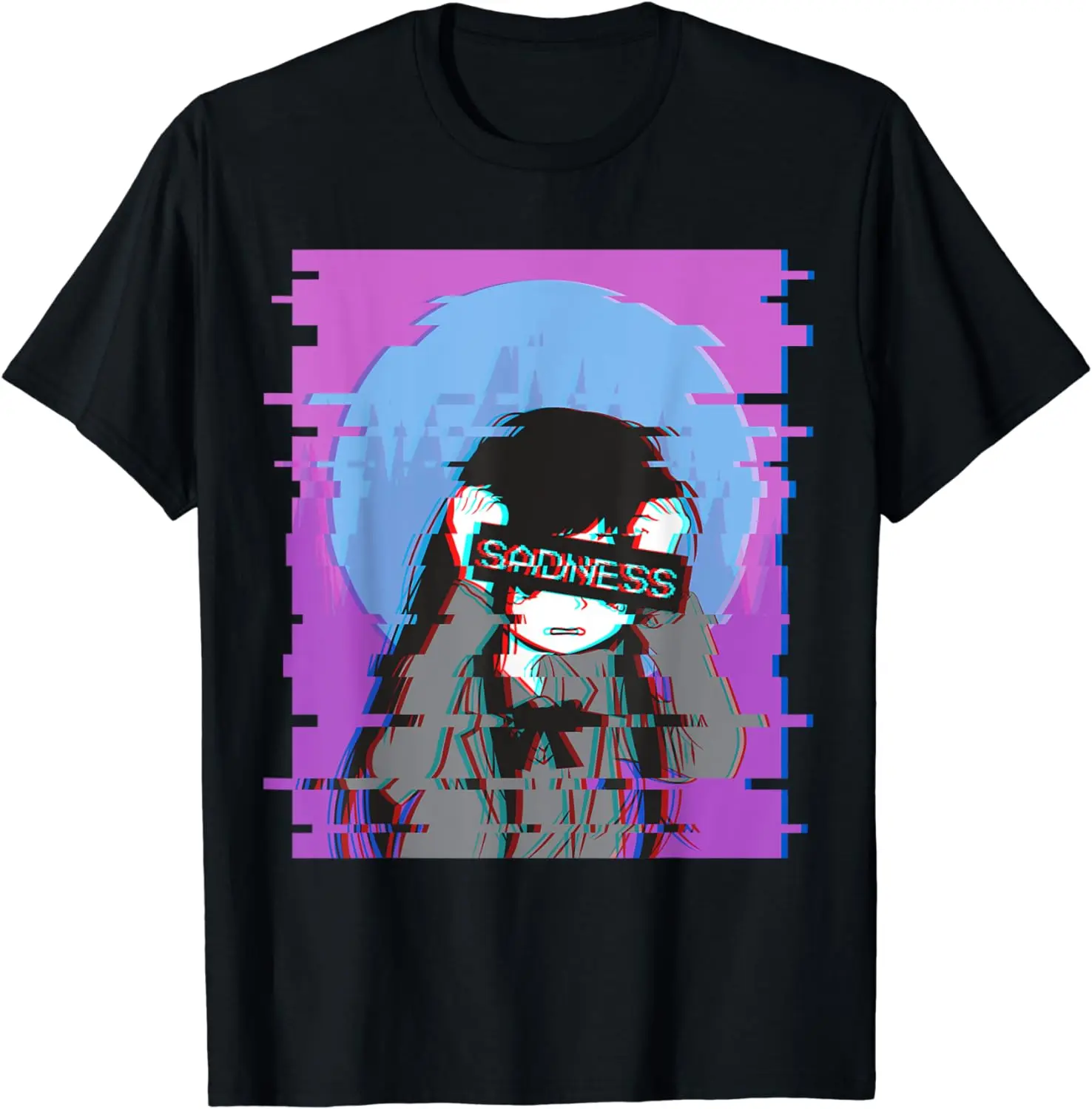 Sad Anime Girl - Japanese Aesthetic Vaporwave Anime Otaku T-Shirt