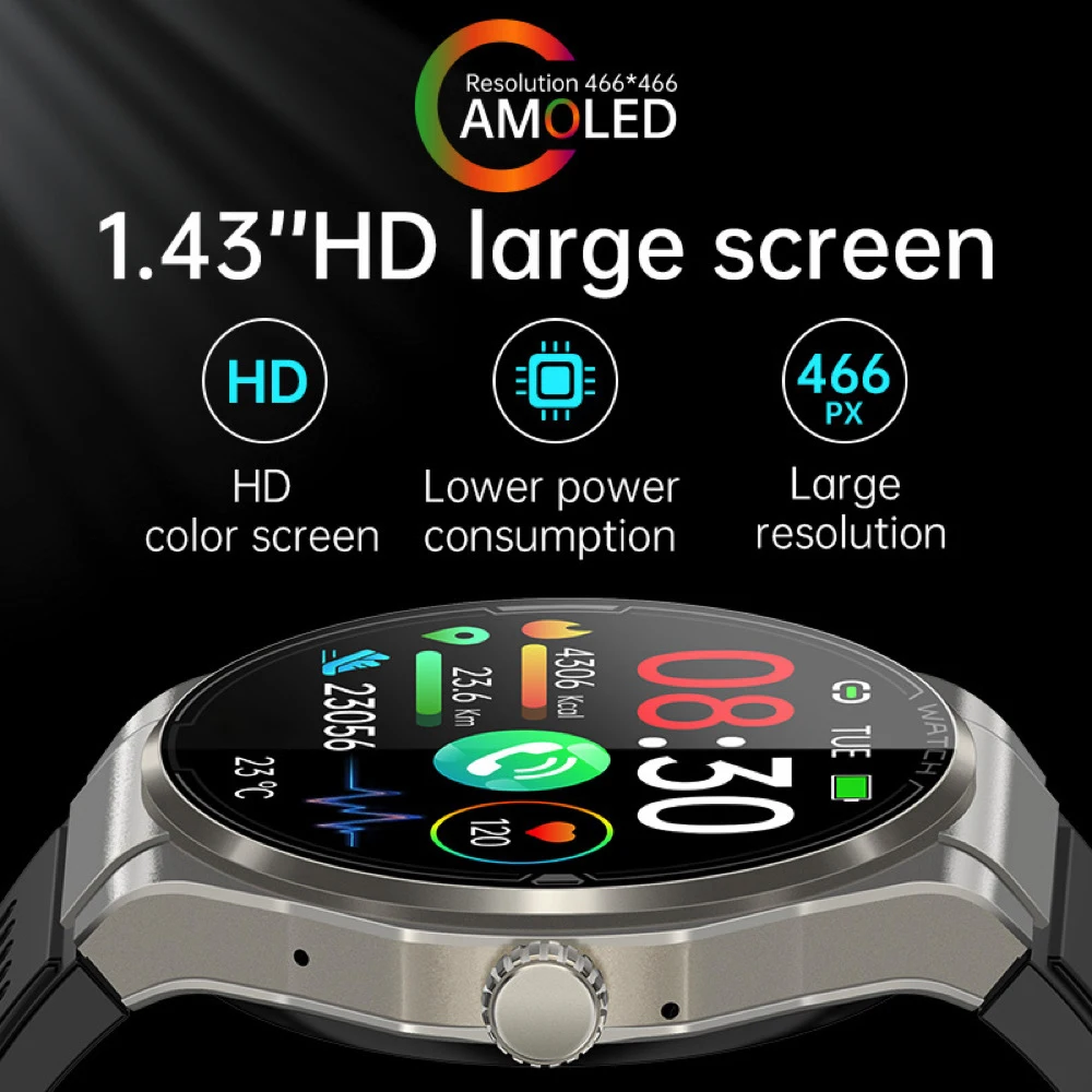 Health Smart Watches AMOLED Screen Blue Tooth Call Smartwatch ECG PPG Body Temperature SOS Watches Music Sports